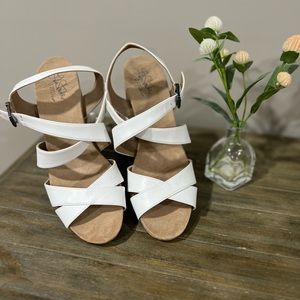 White heel sandals